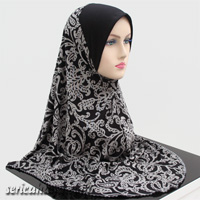 Tudung Cotton Denim Bercorak Size L Labuh