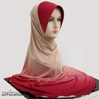 Tudung Lycra Labuh Corak Pelangi Biasa Size XXL