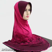 Tudung Lycra Labuh Corak Pelangi Twist / Pusing 