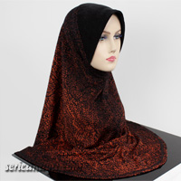 Tudung Lycra Labuh Corak Pelangi Twist / Pusing 