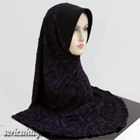 Tudung Lycra Labuh Corak Pelangi Twist / Pusing 