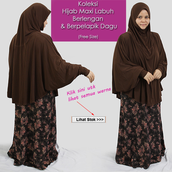 Hijab Maxi Tudung Labuh Berlengan utk Umrah dan Haji